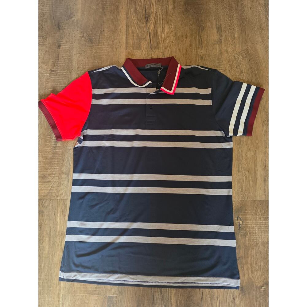 G/Fore Blue Striped Performance Golf Polo Shirt XXL NWOT